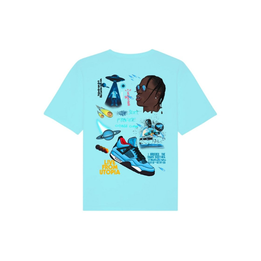 ENCORE SNEAKERS  X RVCREA AJ4 Blue Tee (Sky Blue)