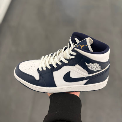 Air Jordan 1 Mid White Metallic Gold Obsidian - Taille 43 (Occasion)