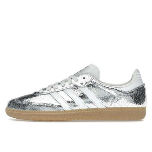 Adidas Samba OG Silver Metallic Cracked Leather - JR0035