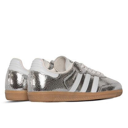 Adidas Samba OG Silver Metallic Cracked Leather - JR0035