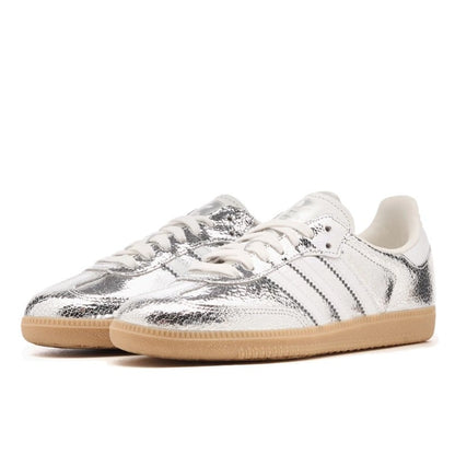 Adidas Samba OG Silver Metallic Cracked Leather - JR0035