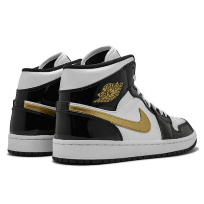 Air Jordan Air Jordan 1 Mid Patent Black White Gold - 852542-007 / BQ6931-007