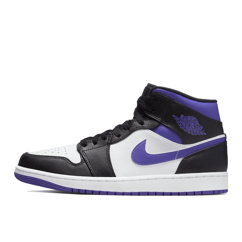 Air Jordan Air Jordan 1 Mid White Black Purple - 554724-095 / 554725-095