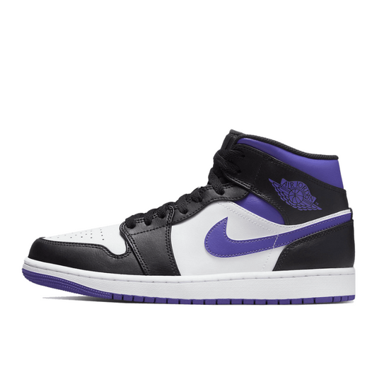 Air Jordan Air Jordan 1 Mid White Black Purple - 554724-095 / 554725-095