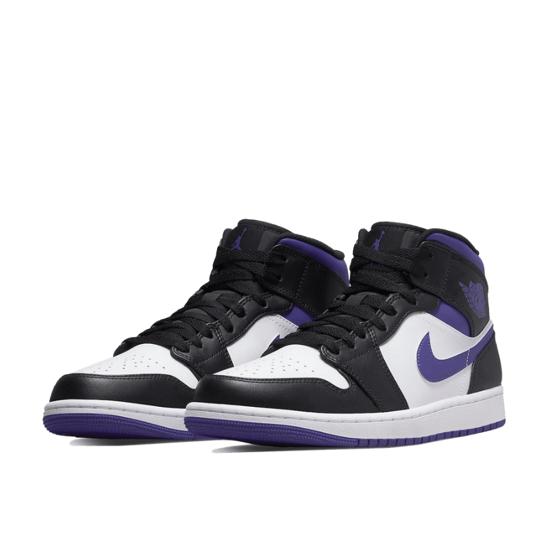 Air Jordan Air Jordan 1 Mid White Black Purple - 554724-095 / 554725-095