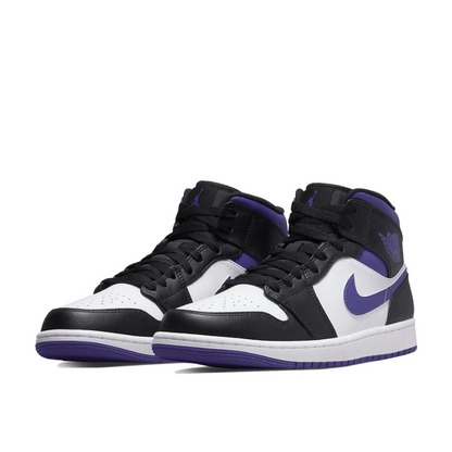 Air Jordan Air Jordan 1 Mid White Black Purple - 554724-095 / 554725-095