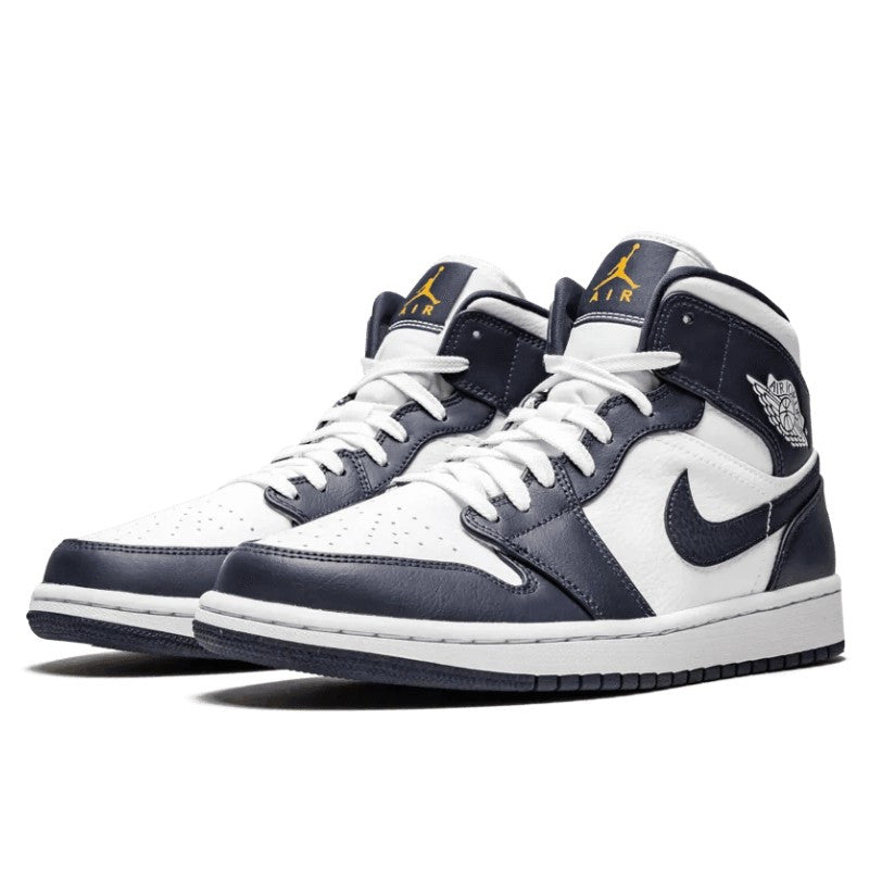 Air Jordan Air Jordan 1 Mid White Metallic Gold Obsidian - 554724-174 / 554725-174