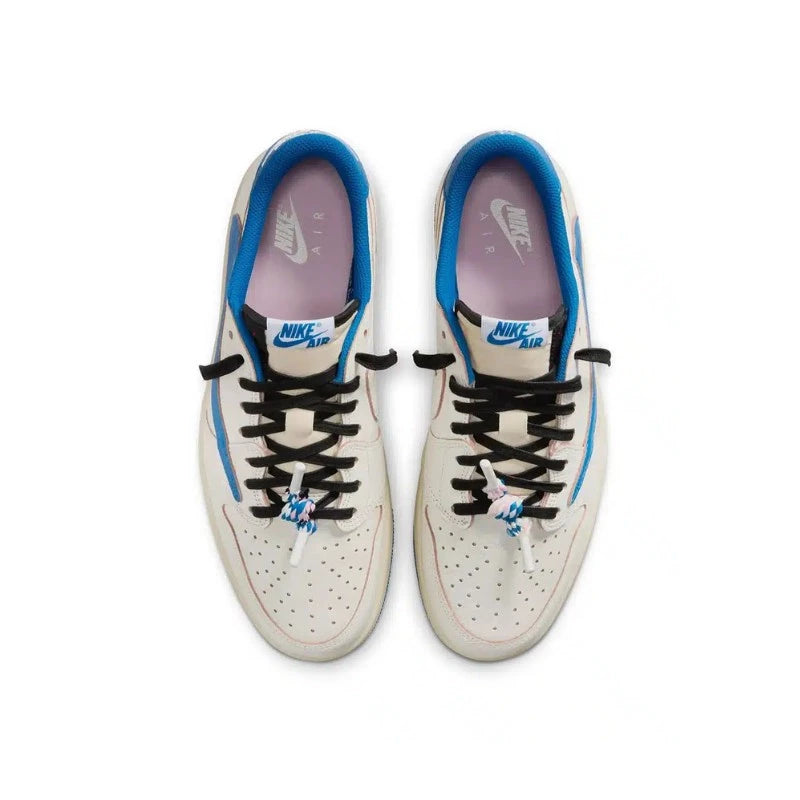 Air Jordan Air Jordan 1 Retro Low OG SP Fragment x Travis Scott Sail Military Blue - DM7866-104