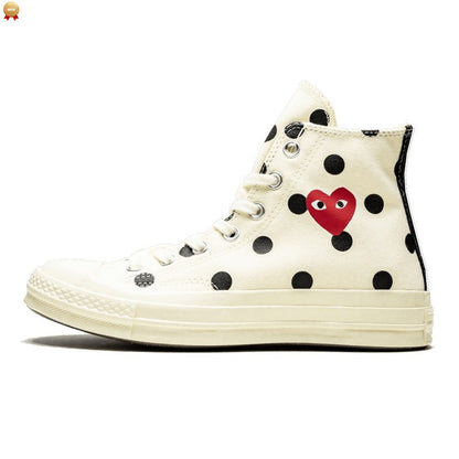 Converse Chuck Taylor All-Star 70s Hi Comme des Garçons PLAY Polka Dot White - 157251C