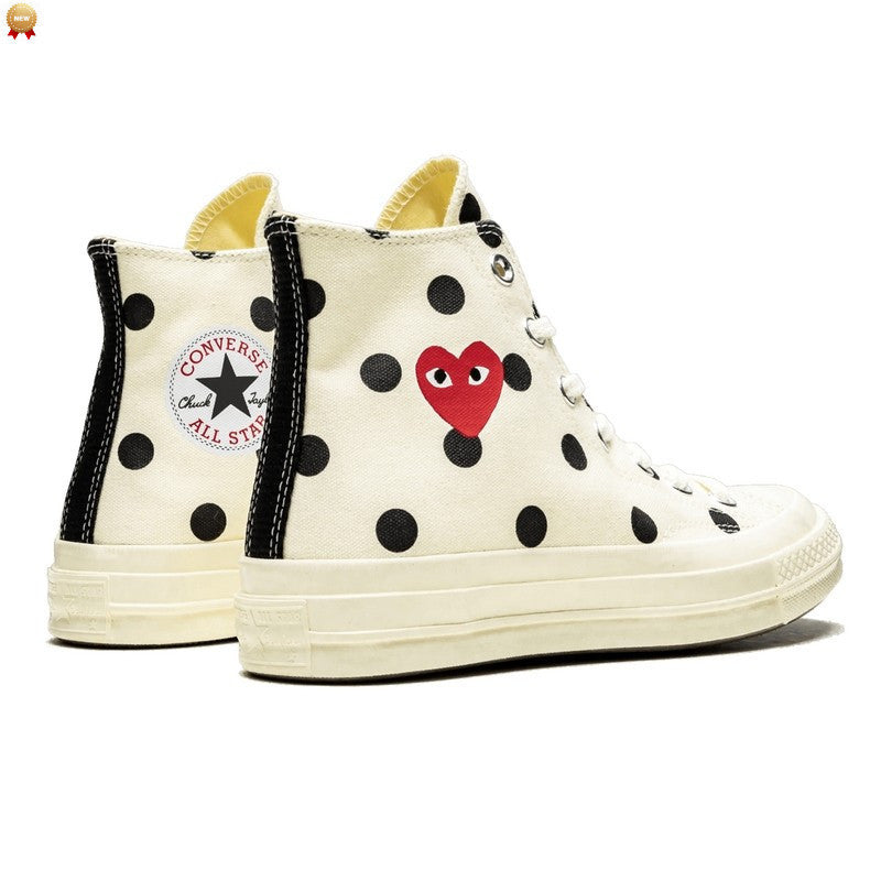 Converse Chuck Taylor All-Star 70s Hi Comme des Garçons PLAY Polka Dot White - 157251C
