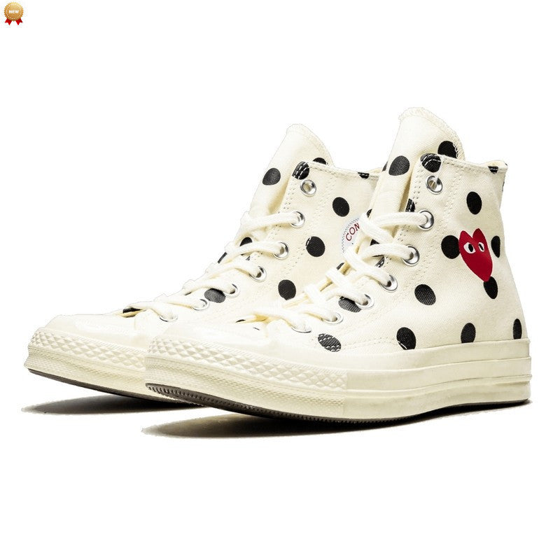 Converse Chuck Taylor All-Star 70s Hi Comme des Garçons PLAY Polka Dot White - 157251C